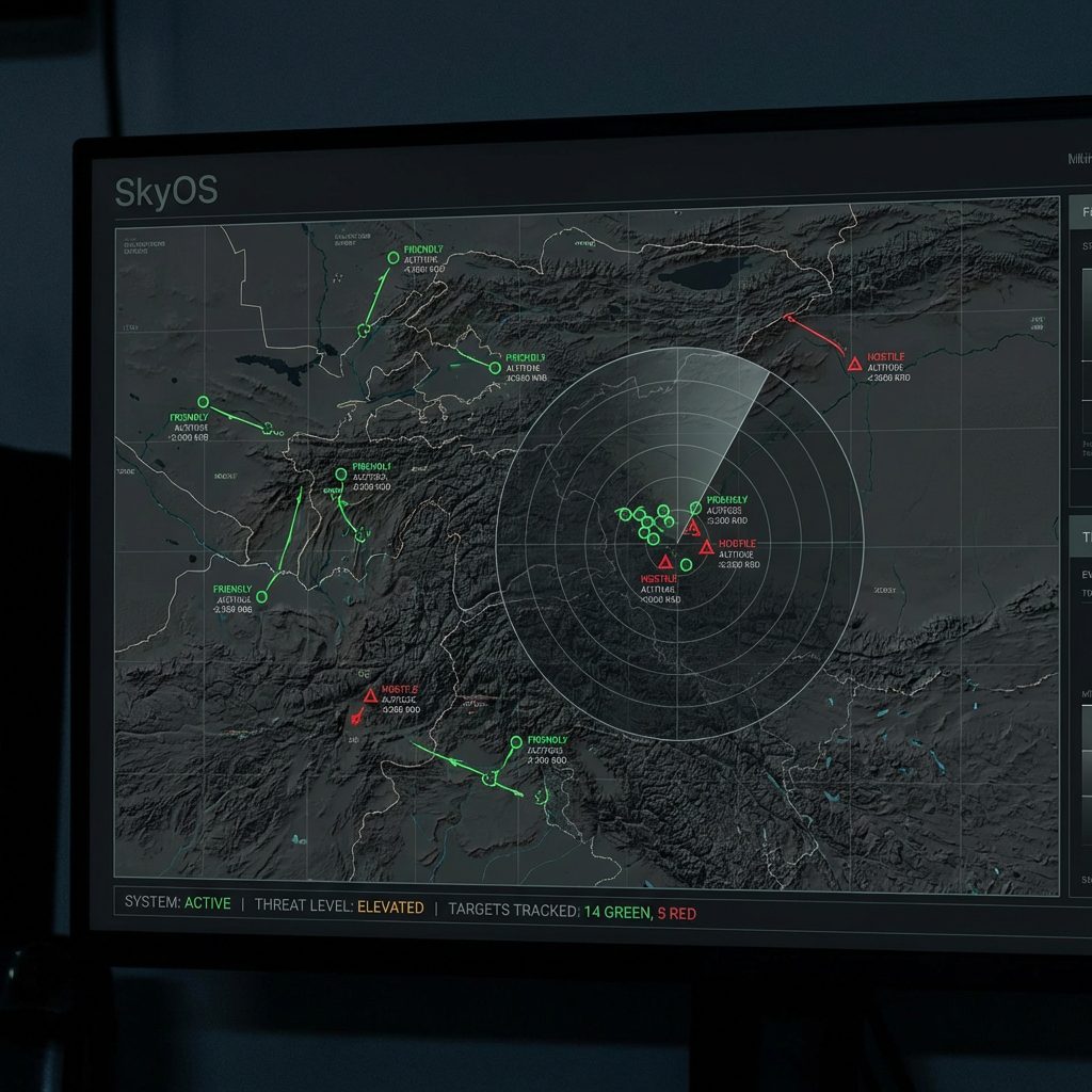 SkyOS counter-drone interface dashboard