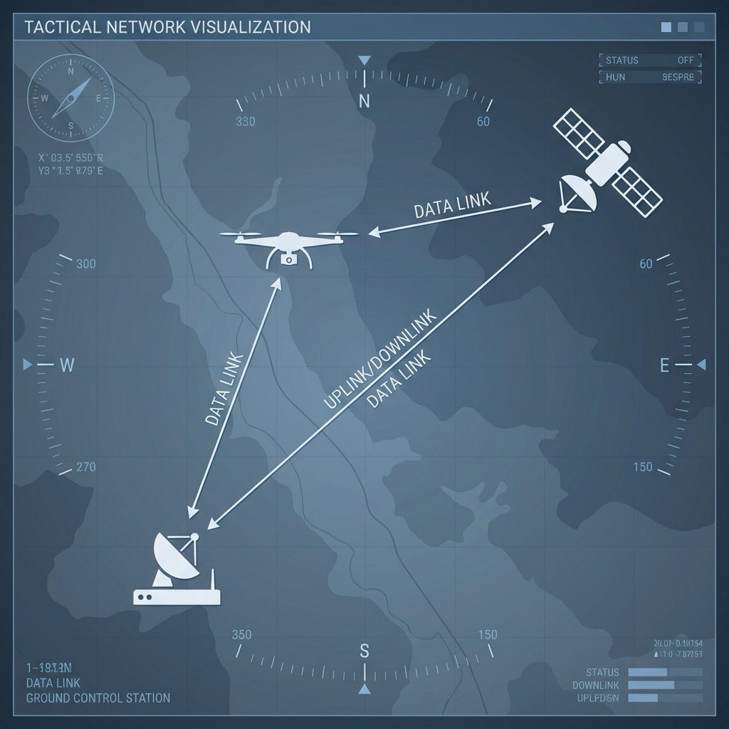 Tactical network visualization of drone and satellite