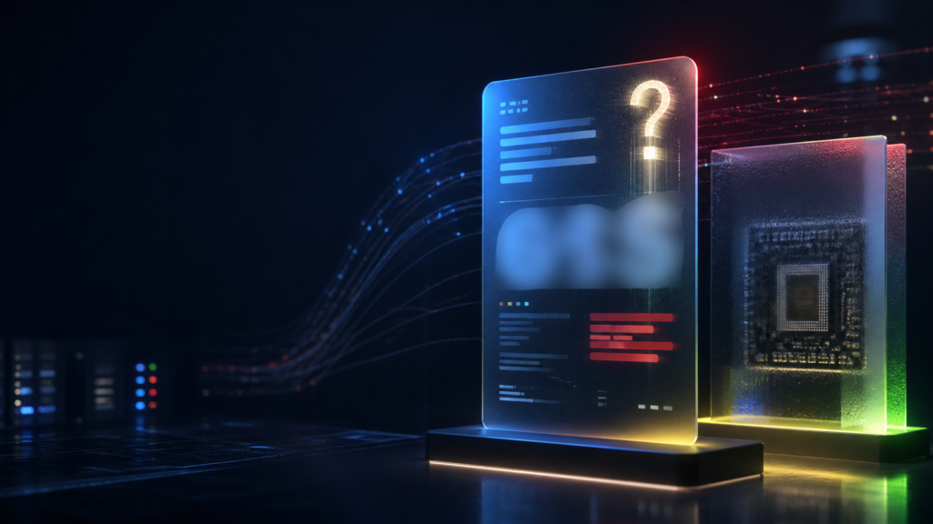 Abstract glowing model card and prototype chip in a dark AI research lab, representing the Gemini 3.8 Flash leak