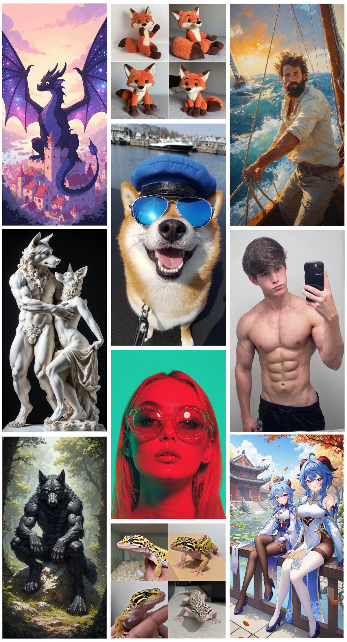 Chroma1-HD open foundation model sample collage demonstrating diverse artistic styles, anime, and photorealistic generation