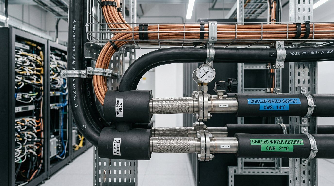 Data Center Liquid Cooling Pipes and Cabling