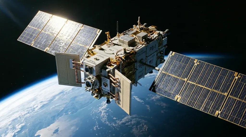 Google Project Suncatcher Orbital TPU Satellite in Low Earth Orbit with Deployed Radiators and Laser Comms
