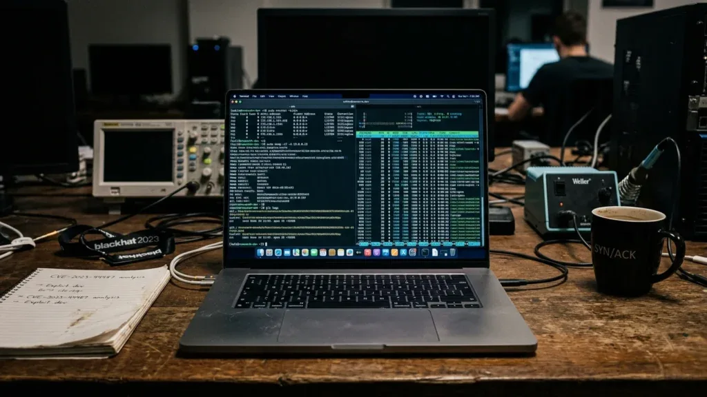 Meta Muse zero-day vulnerability analysis showing workstation with privilege inversion telemetry