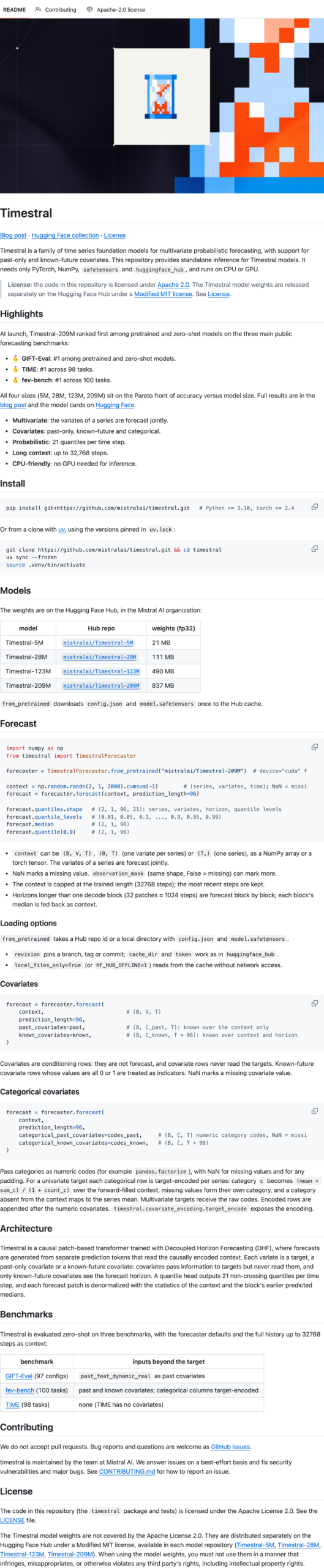 Official Mistral Timestral GitHub Architecture and Inference Documentation