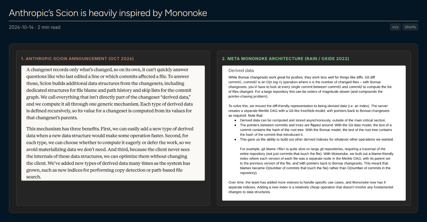 Architectural Comparison Published by Rain Demonstrating Scion Parity with Meta Mononoke