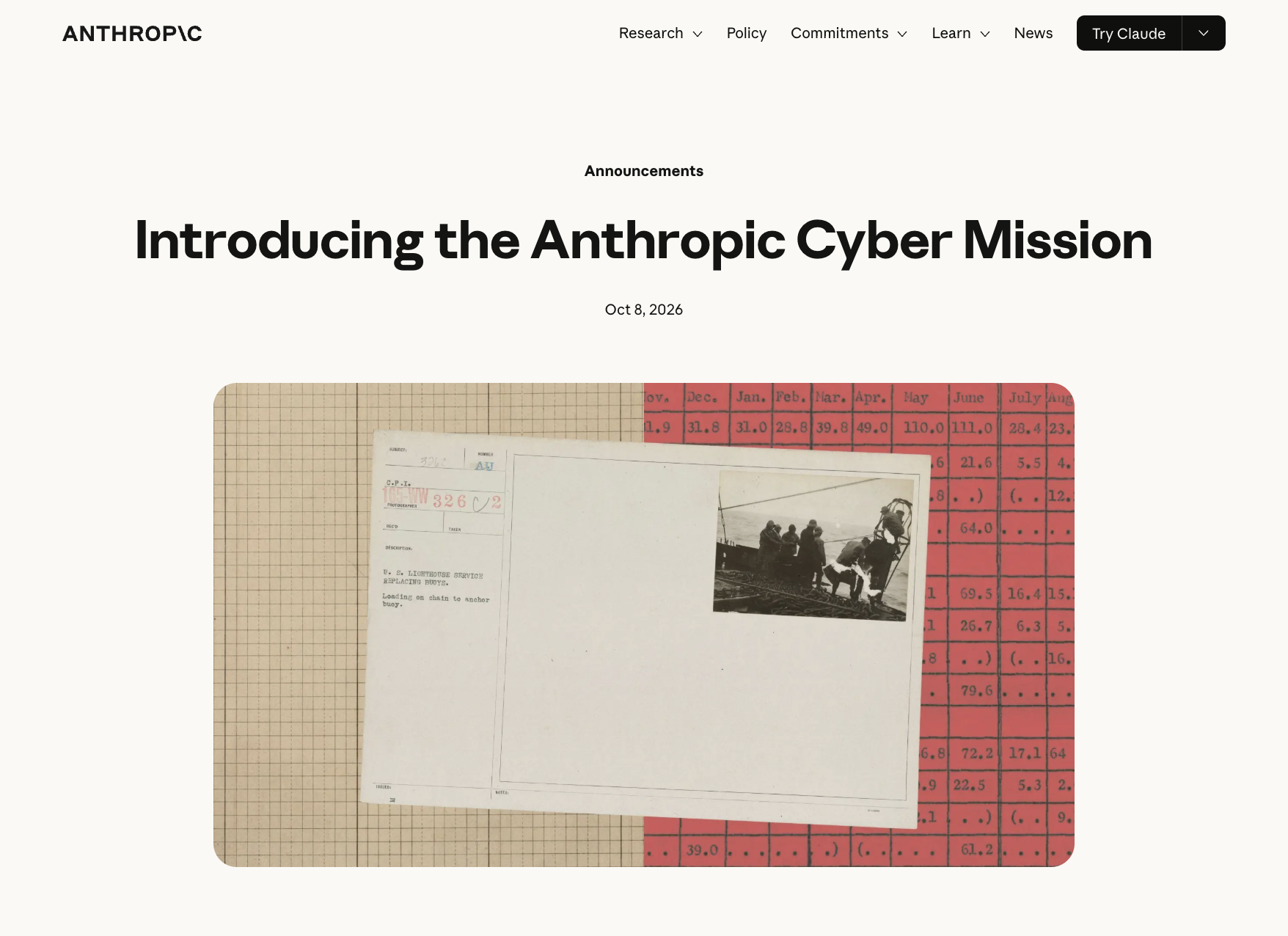 Anthropic Cyber Mission Official Announcement October 2026