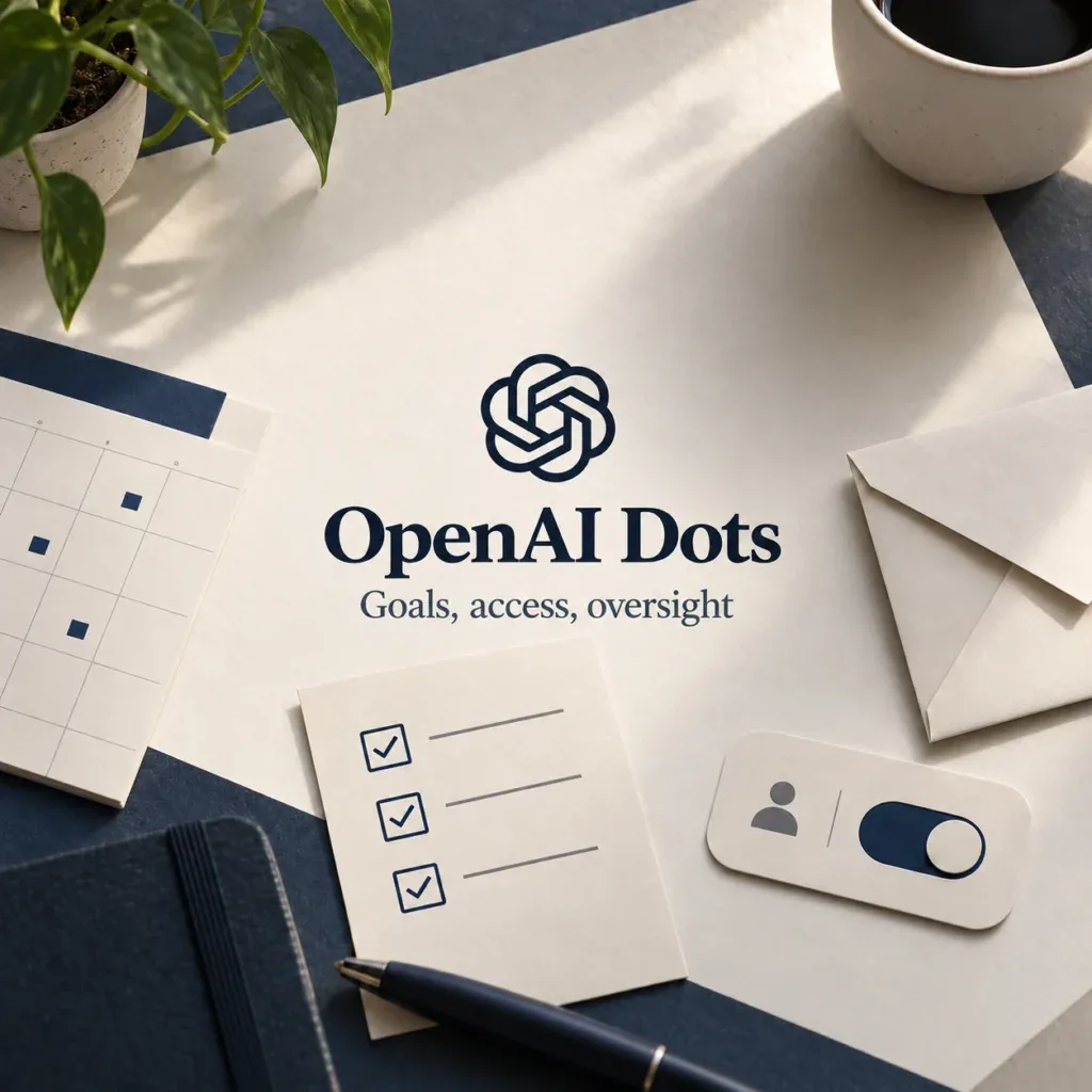 OpenAI Dots goals, access and oversight — AI-generated editorial illustration
