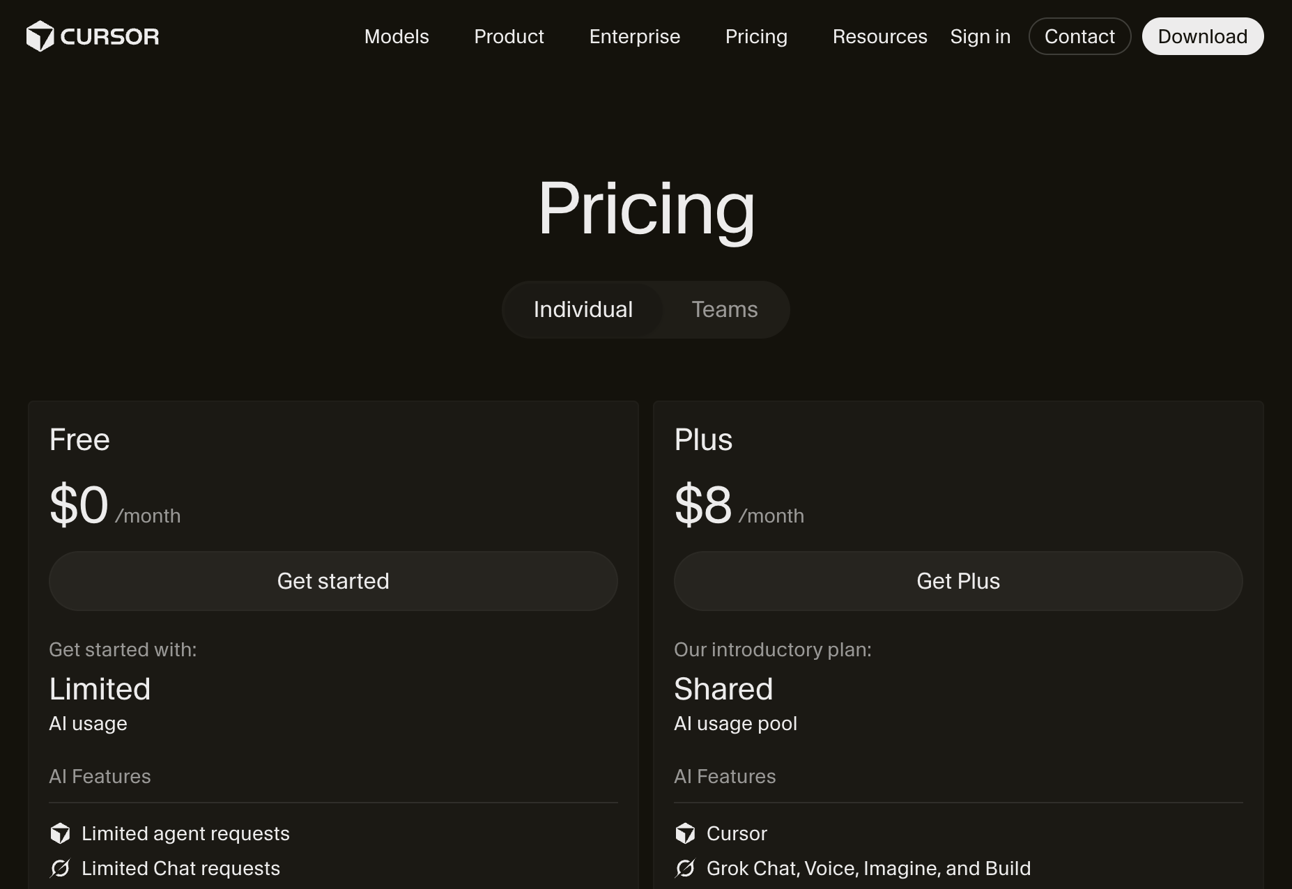 Cursor The X Subscription Official English Pricing Tiers October 2026