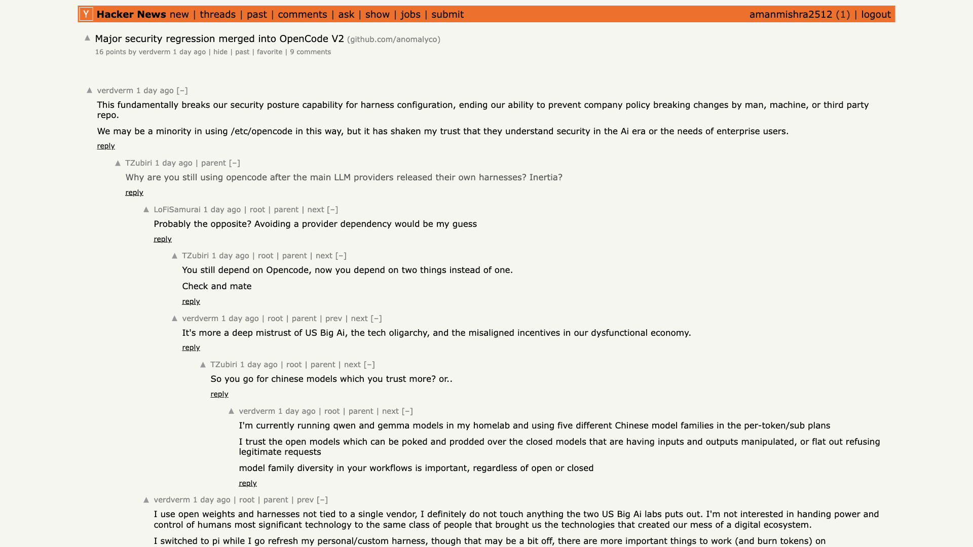 Hacker News Thread 50075319 Enterprise Community Revolt