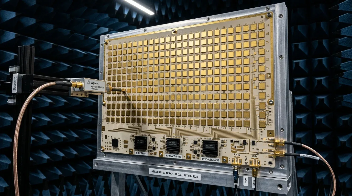 Active Electronically Steered Array (AESA) calibration in RF anechoic chamber